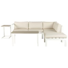 Canapé d'angle Set lounge pour jardin MESSINA Métal Beige