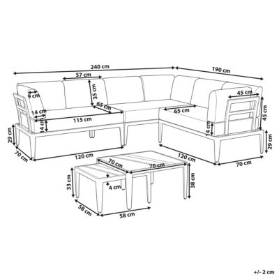 Canapé d'angle Set lounge pour jardin RIMA III Métal Gris