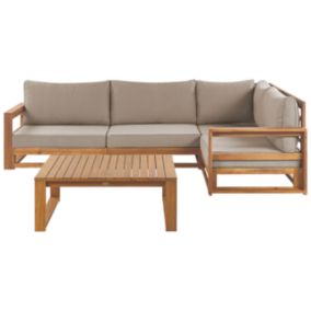 Canapé d'angle Set lounge pour jardin TIMOR Bois d'acacia certifié Bois clair