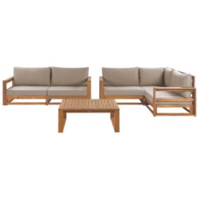 Canapé d'angle Set lounge pour jardin TIMOR Bois d'acacia certifié Bois clair