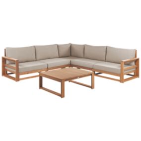 Canapé d'angle Set lounge pour jardin TIMOR Bois d'acacia certifié Bois clair