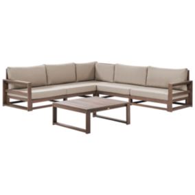 Canapé d'angle Set lounge pour jardin TIMOR Bois d'acacia certifié Bois foncé