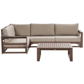 Canapé d'angle Set lounge pour jardin TIMOR Bois d'acacia certifié Bois foncé