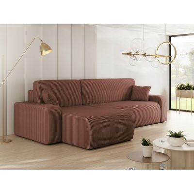 Canapé d'angle Shelton 102, Rose, Fonction de couchage, 244x145x82cm