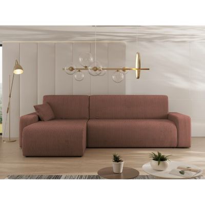 Canapé d'angle Shelton 102, Rose, Fonction de couchage, 244x145x82cm