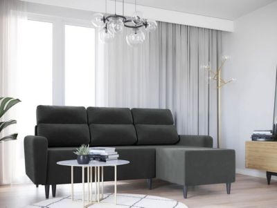 Canapé d'angle Stamford 102, Gris, Fonction de couchage, 236x148x99cm