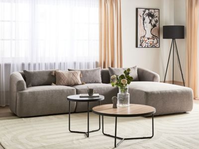 Canapé d'angle SVANSELE Tissu Taupe 3 places Côté gauche