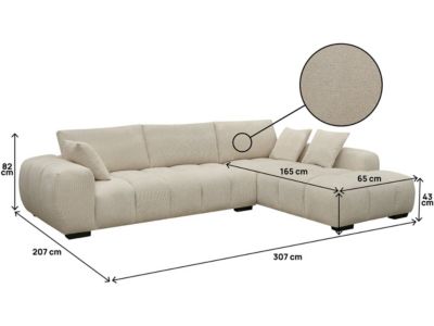 Canapé d'angle tissu "Monceau"  3 places  Beige