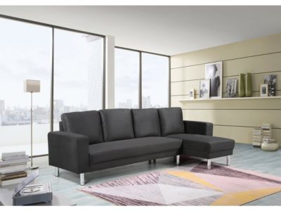 Canapé d'angle tissu réversible "Rio"  4 places  Gris anthracite