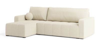 Canapé d'angle volira beige en bouclé avec fonction de couchage