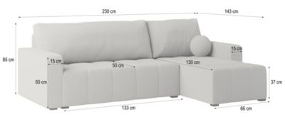 Canapé d'angle volira beige en bouclé avec fonction de couchage