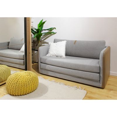 Canapé déplimousse convertible 120x190cm en tissu gris - ENZIO