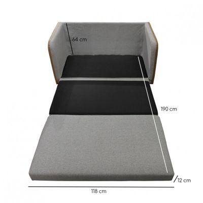Canapé déplimousse convertible 120x190cm en tissu gris - ENZIO