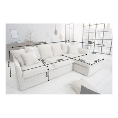 Canapé dangle KALIA Blanc 4 places Angle à droite contemporain