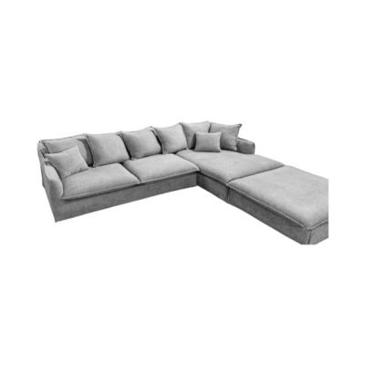 Canapé dangle KALIA Tissu bouclette gris 4 places Angle droit