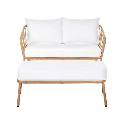 Canapé de jardin 2 places FOLLO avec banc Polyrotin Marron clair