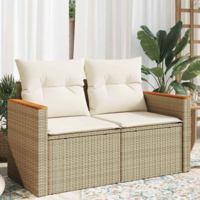 Canapé d'angle de jardin | Canapé d'extérieur | Sofa de jardin avec coussins marron résine tressée CFW601706 | Leroy Merlin