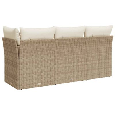 Mobilier de jardin 4 places table et coussins résine tressée marron Outsunny | Maisons du Monde