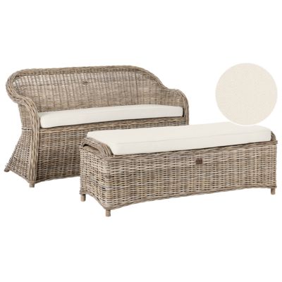 Canapé de jardin avec ottoman 2 places SUSUA Rotin Naturel
