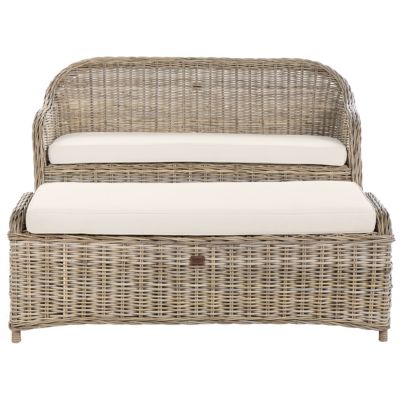 Canapé de jardin avec ottoman 2 places SUSUA Rotin Naturel