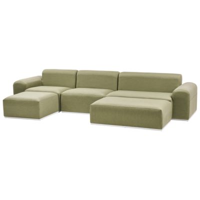Canapé de jardin avec ottoman 7 places BATTIFOLLO Vert olive