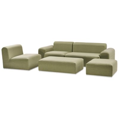 Canapé de jardin avec ottoman 7 places BATTIFOLLO Vert olive