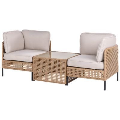 Canapé de jardin avec table 2 places OMEGANA Beige clair
