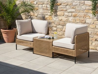 Canapé de jardin avec table 2 places OMEGANA Beige clair