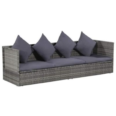 Canapé de jardin en résine tressée - Gris - 200 x 60 x 58 cm