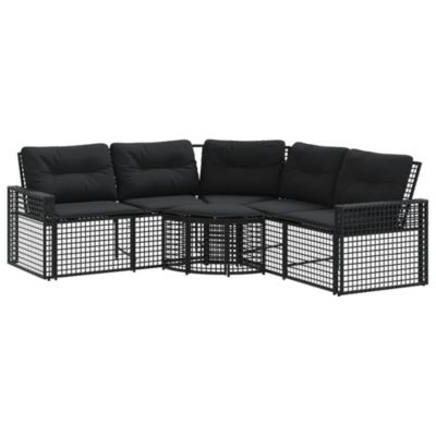 Canapé de jardin et coussins et repose-pied en forme de L rotin vidaXL