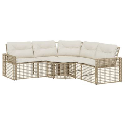 Canapé de jardin et coussins et repose-pied en forme de L rotin vidaXL