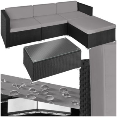 Canapé de jardin Lounge en rotin Pour 3 à 4 personnes avec Plateau amovible