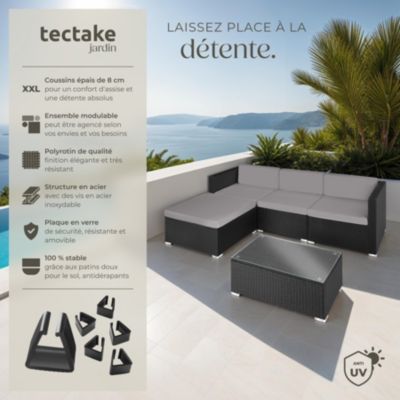 Canapé de jardin Lounge en rotin Pour 3 à 4 personnes avec Plateau amovible