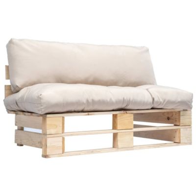 Canapé de jardin palette avec coussins sable Pinède vidaXL