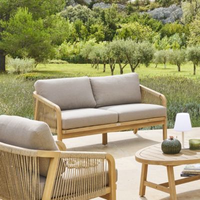 Canapé de jardin Papouasie acacia 2 places en polyester et acacia - Hespéride