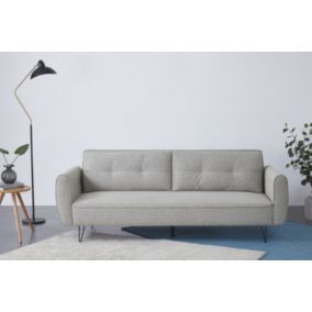 Canapé design convertible 3 places en tissu gris clair - SOHO