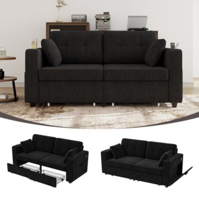 Canapé deux places, avec rangement, USB, porte-gobelets, poches latérales