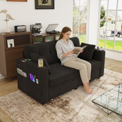 Canapé deux places, avec rangement, USB, porte-gobelets, poches latérales