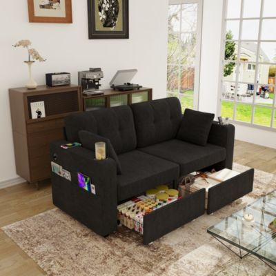 Canapé deux places, avec rangement, USB, porte-gobelets, poches latérales