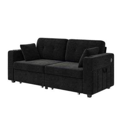 Canapé deux places, avec rangement, USB, porte-gobelets, poches latérales