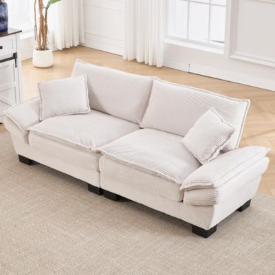 Canapé double avec édredon et coussin,beige,moderne,simple,douillet,spacieux,confortable