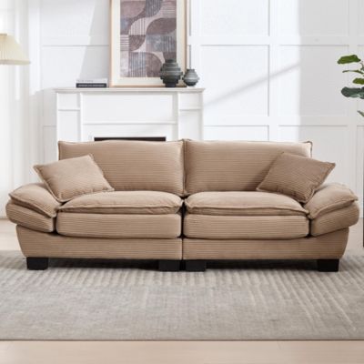 Canapé double moderne avec matelas à ressorts, Kaki, confortable pour salon/chambre/bureau