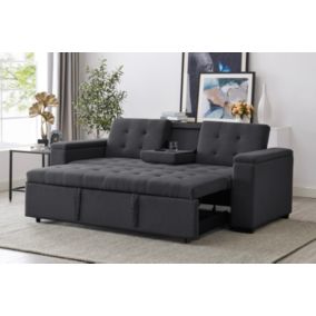 Canapé droit convertible 3 places en tissu gris foncé NOHO