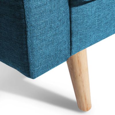 Canapé droit scandinave 3 places convertible LARS en tissu bleu canard