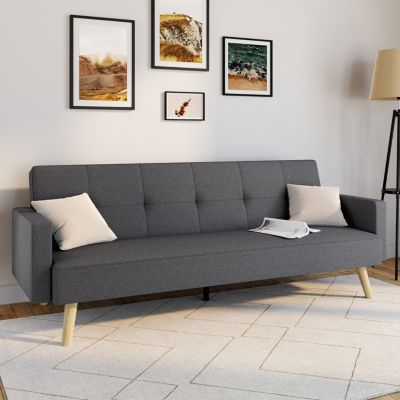 Canapé droit scandinave 3 places convertible LARS en tissu gris