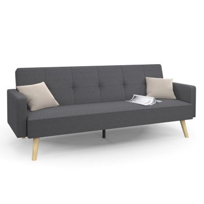 Canapé droit scandinave 3 places convertible LARS en tissu gris