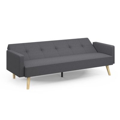 Canapé droit scandinave 3 places convertible LARS en tissu gris