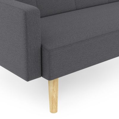 Canapé droit scandinave 3 places convertible LARS en tissu gris