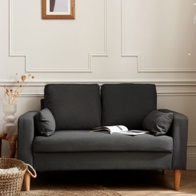 Canapé à 2 places Tissu Gris foncé - SALALIS - DP04602 - Maison