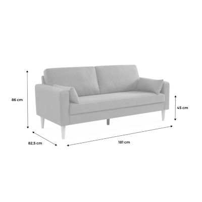 Canapé en tissu marron - Bjorn - Canapé 3 places fixe droit pieds bois. style scandinave